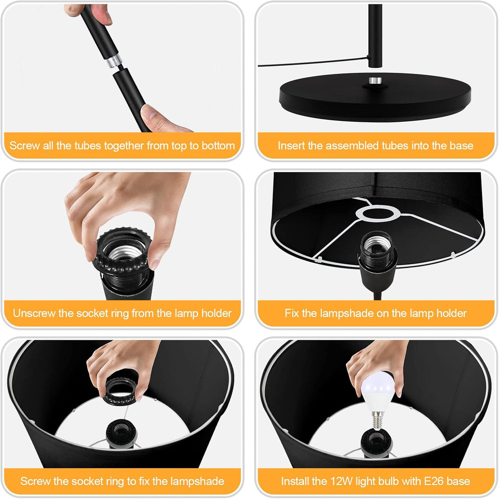 AUQUEE Floor Lamps for Living Room, Modern Standing Lamp, Black Lamp Shades, ...