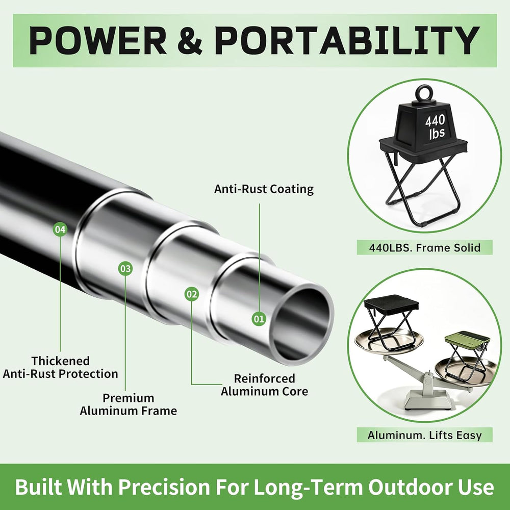 16" Extra Tall Portable Folding Stool for Adults, Lightweight Aluminum