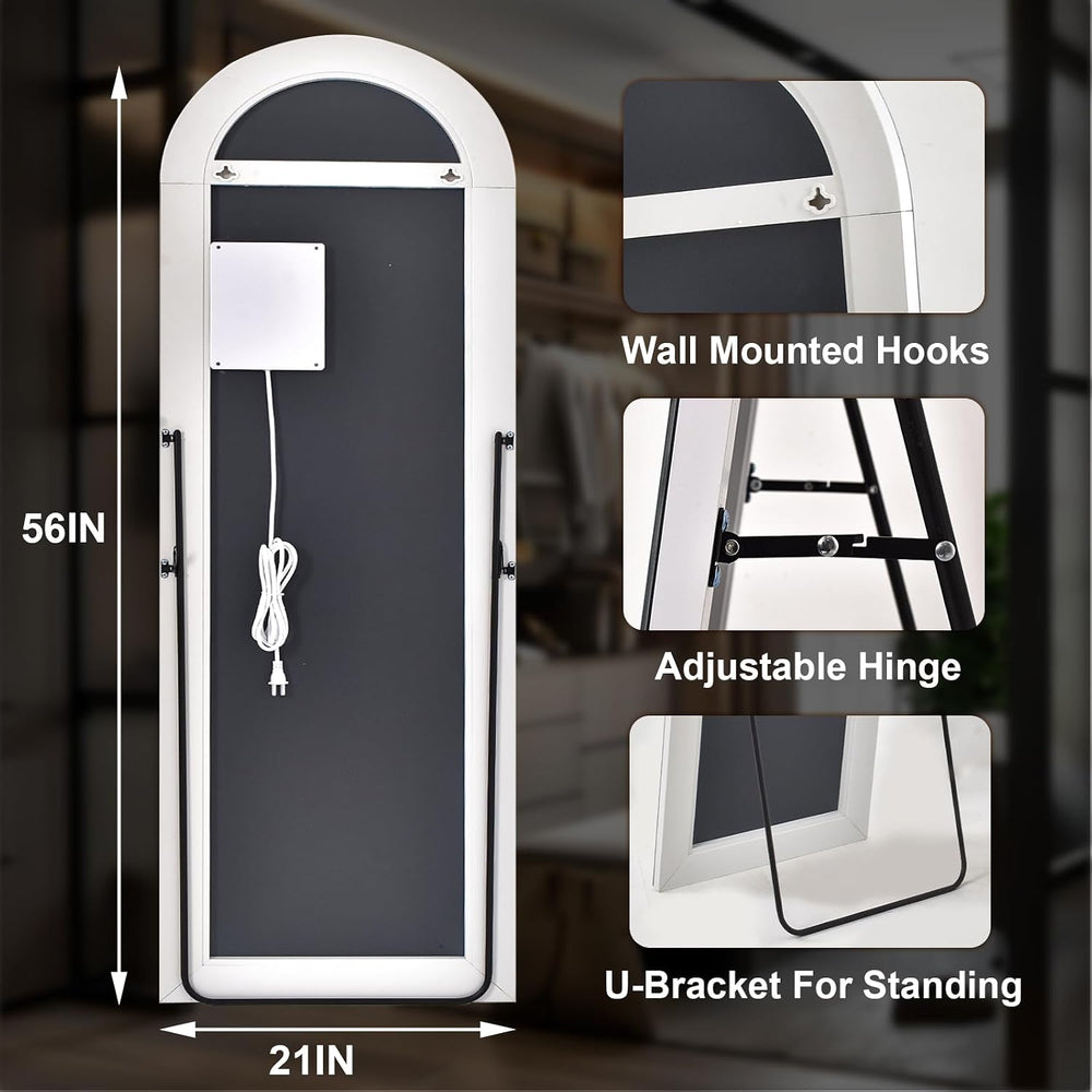 Easly 21"X56" LED Arched Full Length Mirror, Floor Mirror with Lights