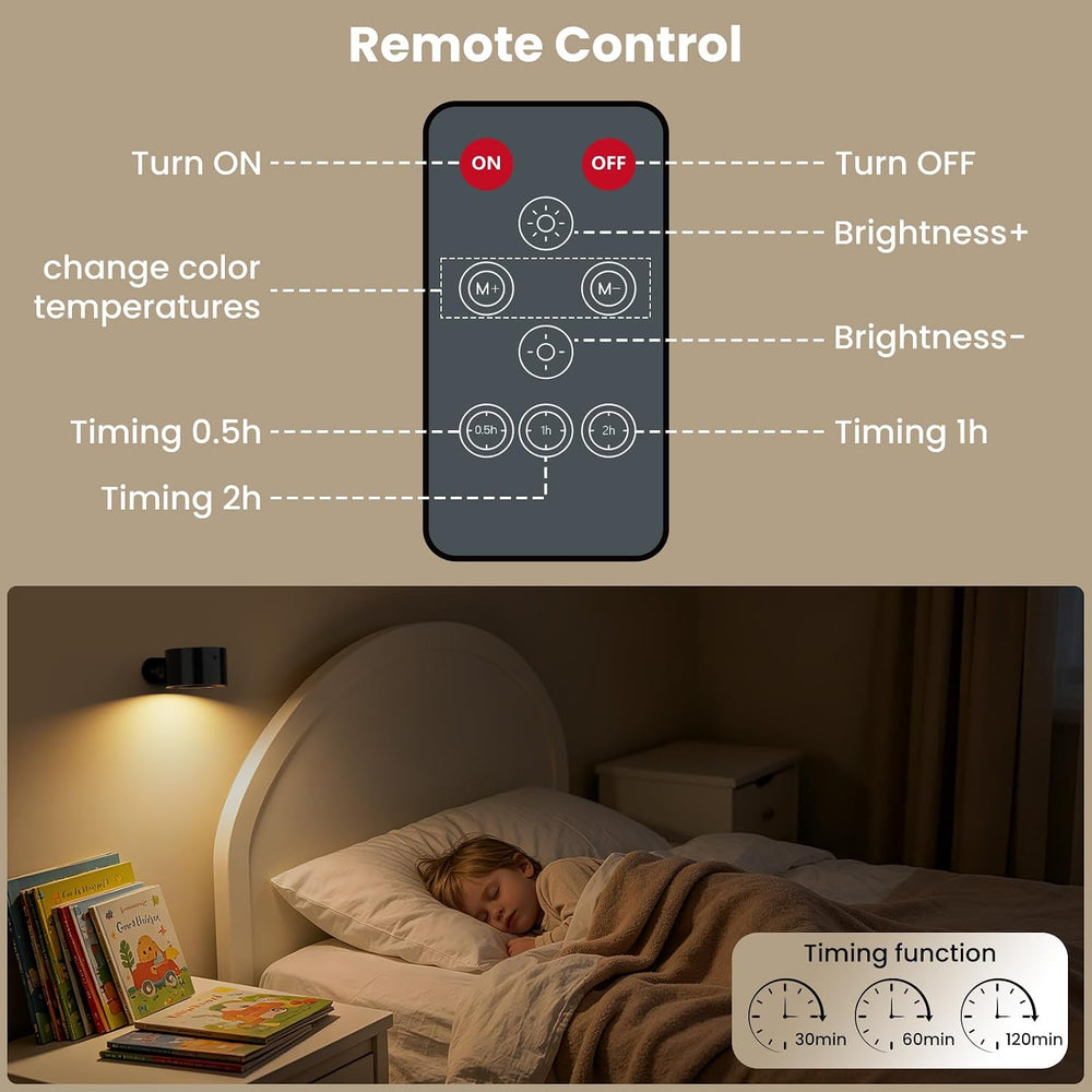 AKSDA Rechargeable Wall Sconce with Remote, Magnetic Wall Light for Bedroom