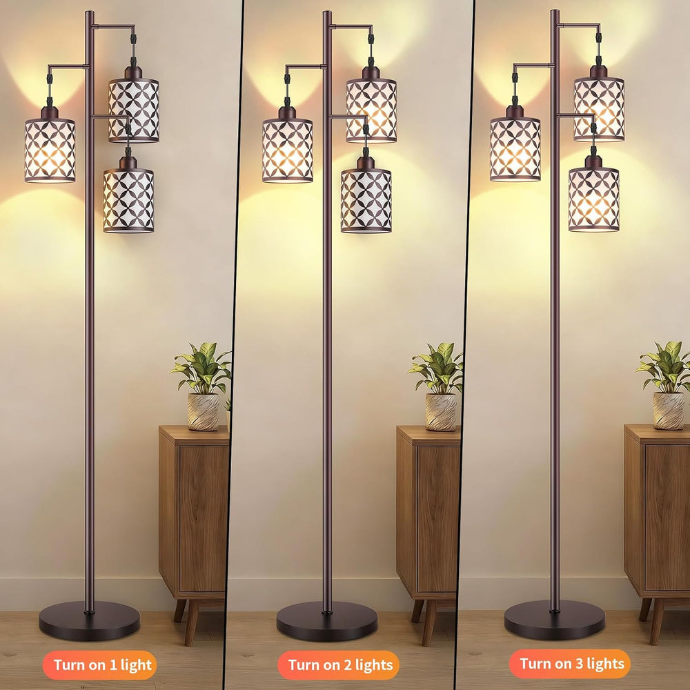 72" Dimmable Floor Lamp with Remote & Timer, Industrial Farmhouse Ru...