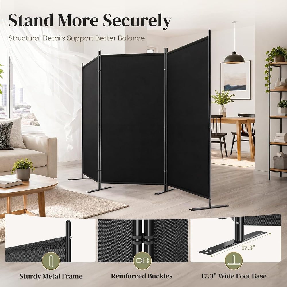 JOSTYLE 3 Panel Room Divider 100" W x 71" H Folding Privacy Screen,...