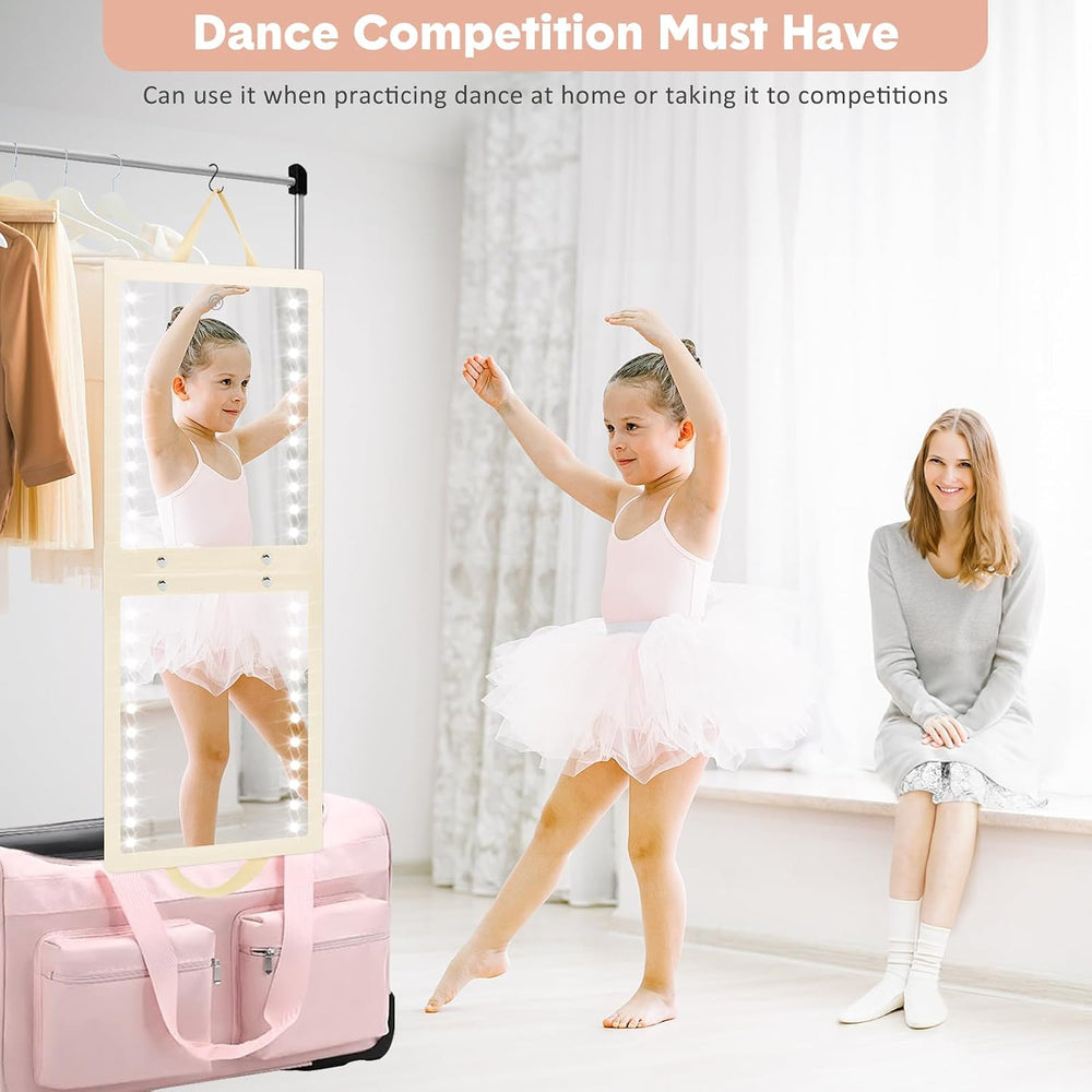 Lighted Hanging Full Length Body Mirror, Portable Dance Mirror, Foldable