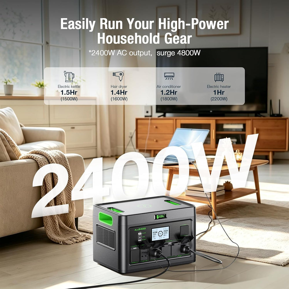 EBL 2400W Portable Power Station LiFePO4 Battery for Home Use