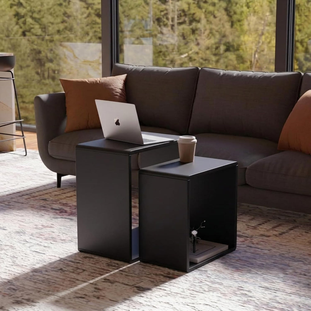 Relso Cascade Nesting Tables Set of 2 - Solid Wood with Smooth Rounded Edges ...