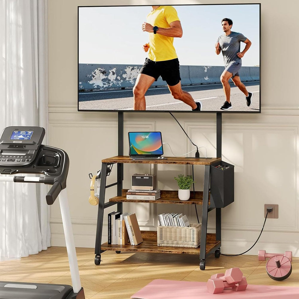 CHOEZON Rolling TV Stand with Mount and Storage, for up to 75 inch TVs