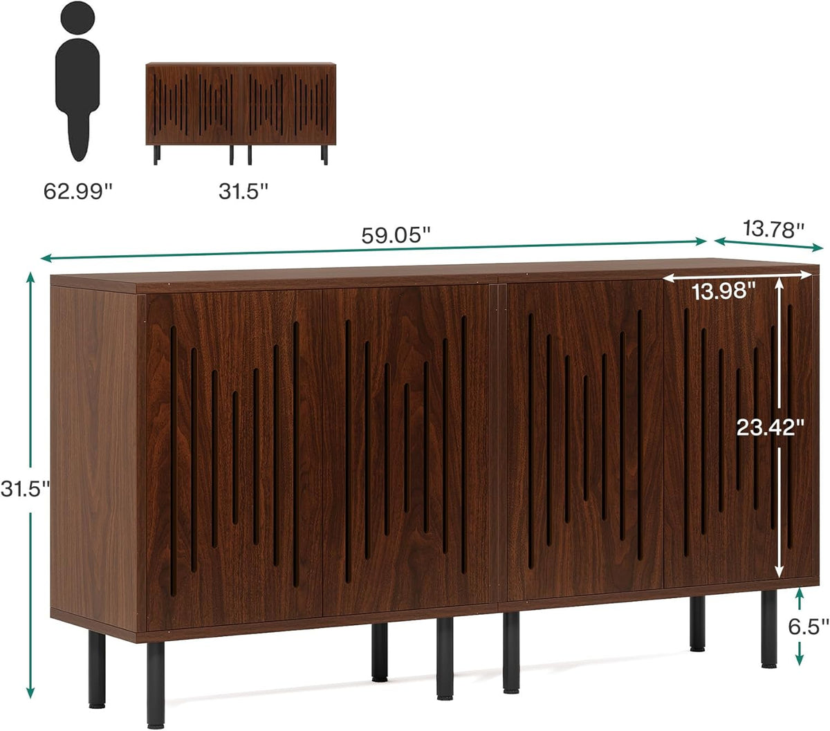 Tribesigns Set of 2 Sideboard Buffet with Storage, 59" Sideboard Cabinet