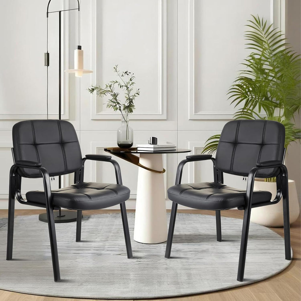 CLATINA Waiting Room Guest Chair with Bonded Leather Padded Arm Rest for Offi...
