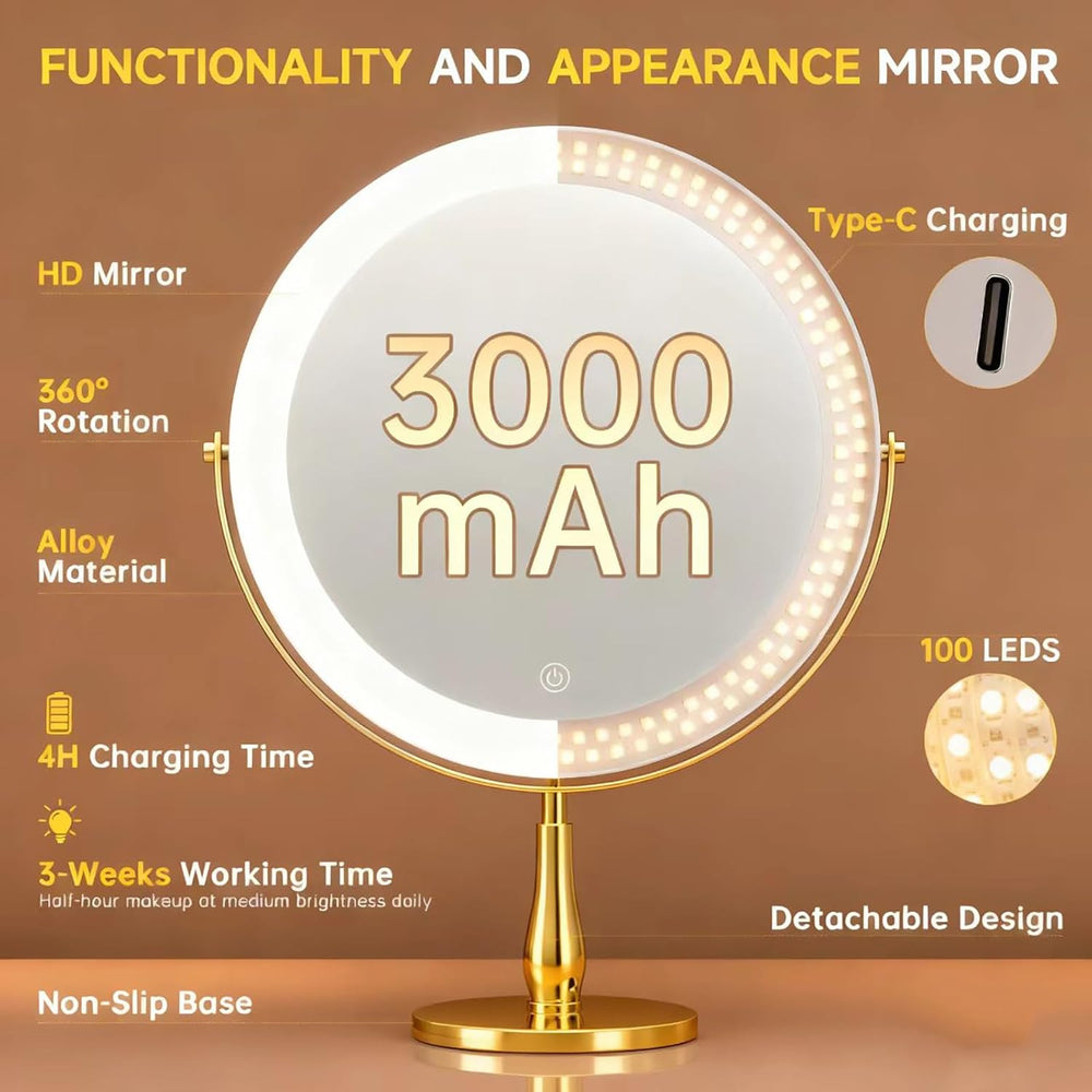11.8" Magnifying Vanity Mirror with Light, 10X/1X Makeup Mirror