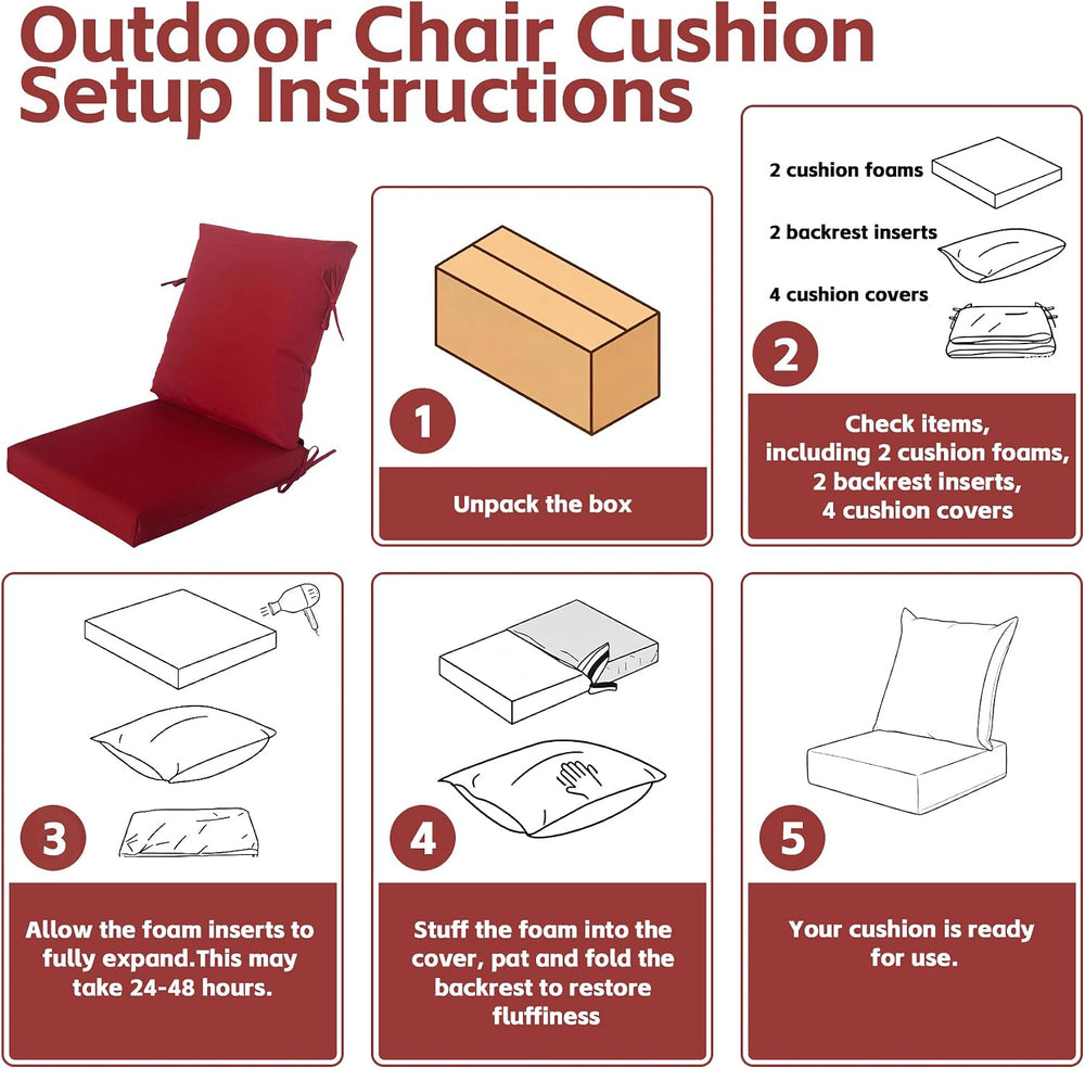 20"x42" Outdoor Dining Chair Cushion, Set of 1,Water-Proof Stain-Re...