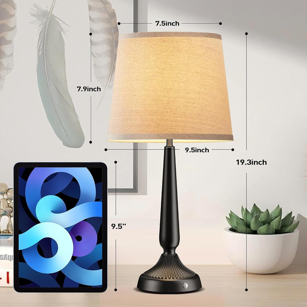 PARTPHONER Cordless Table Lamp, 5000mAh Battery Rechargeable Touch Lamp, 3-Le...