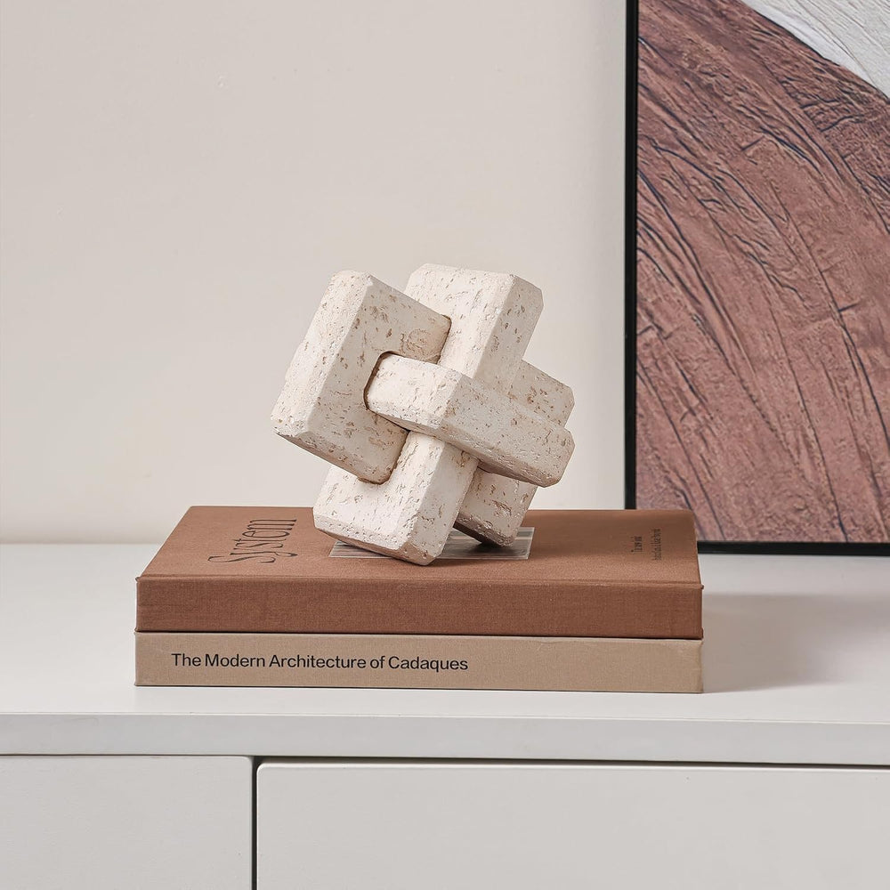 3-Link Knot Resin Travertine Decor, Coffee Table Book Shelf Decoration