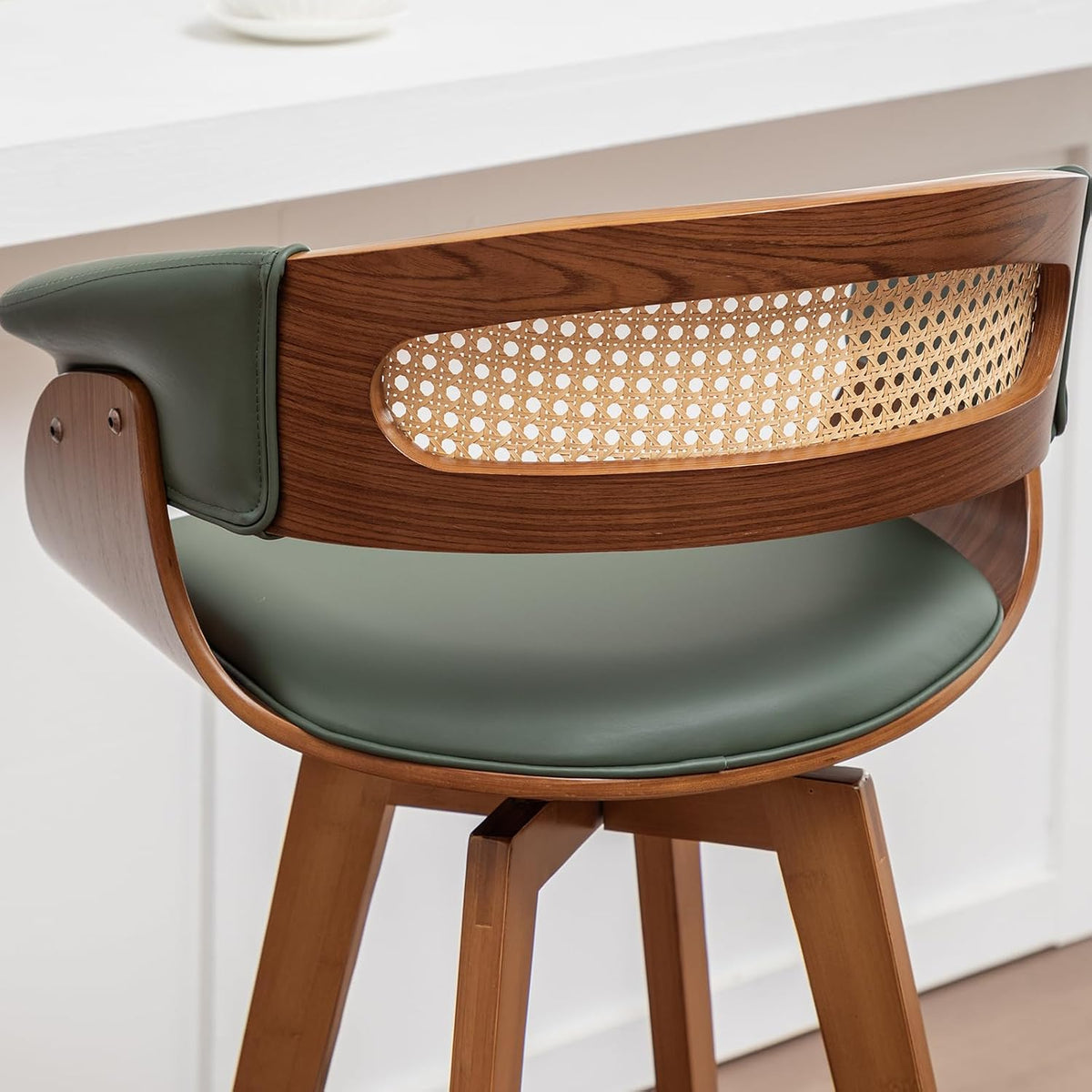 Rattan Swivel Counter Stools, Mid Century Modern Counter Stools with Back