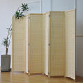 Furnnylane 6 Panel Bamboo Room Divider – 5.6 ft Tall Folding Privacy Screen, Natural Beige Freestanding Room Partition Wall (67" H x 92.1" W, 6-Panel)