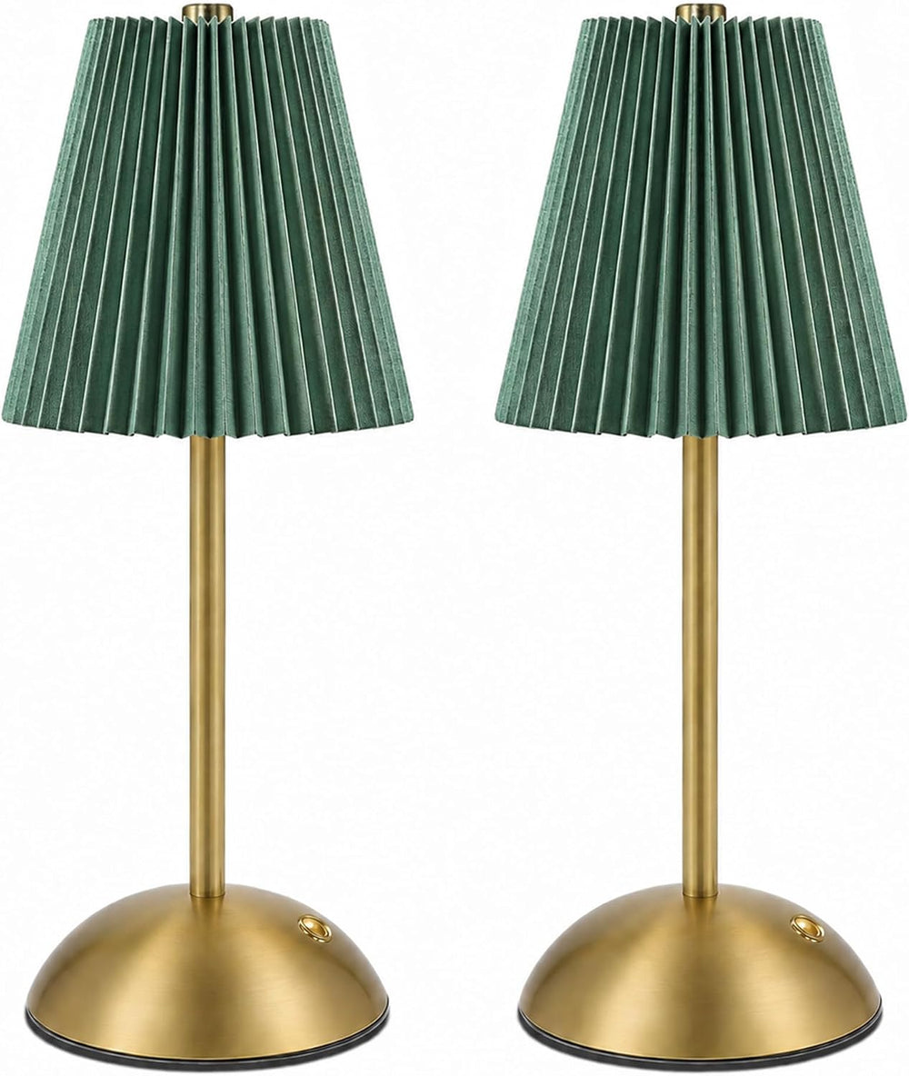 2 Pack Cordless Table Lamp, LED Desk Lamps Rechargeable Touch Light(Green)