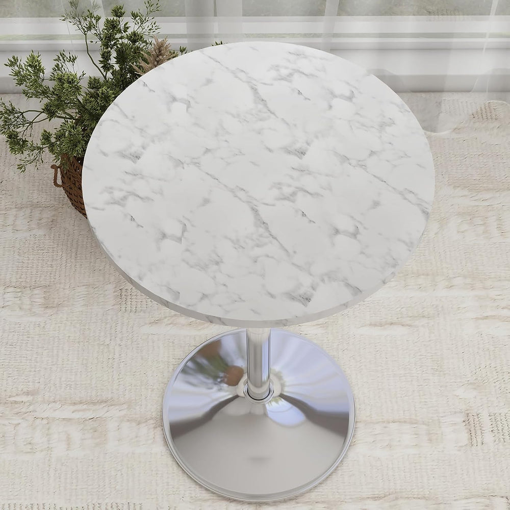 ARTETHYS Bar Table and Chairs Set of 3 Marble Style Table & Black Stool