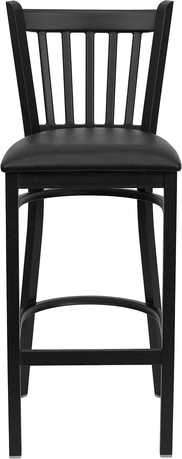 Flash Furniture Hercules Vertical Back Restaurant Barstool, Black, 2-Pack