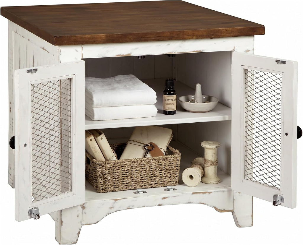 Signature Design by Ashley Wystfield End Table with Storage, White/Brown
