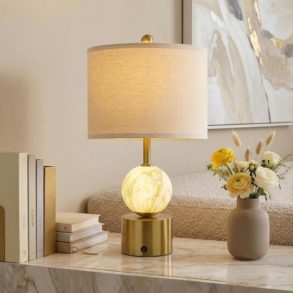 Oneach 20.5" Small Bedside Table Lamps for Bedroom Nightstands, Gold Gla...