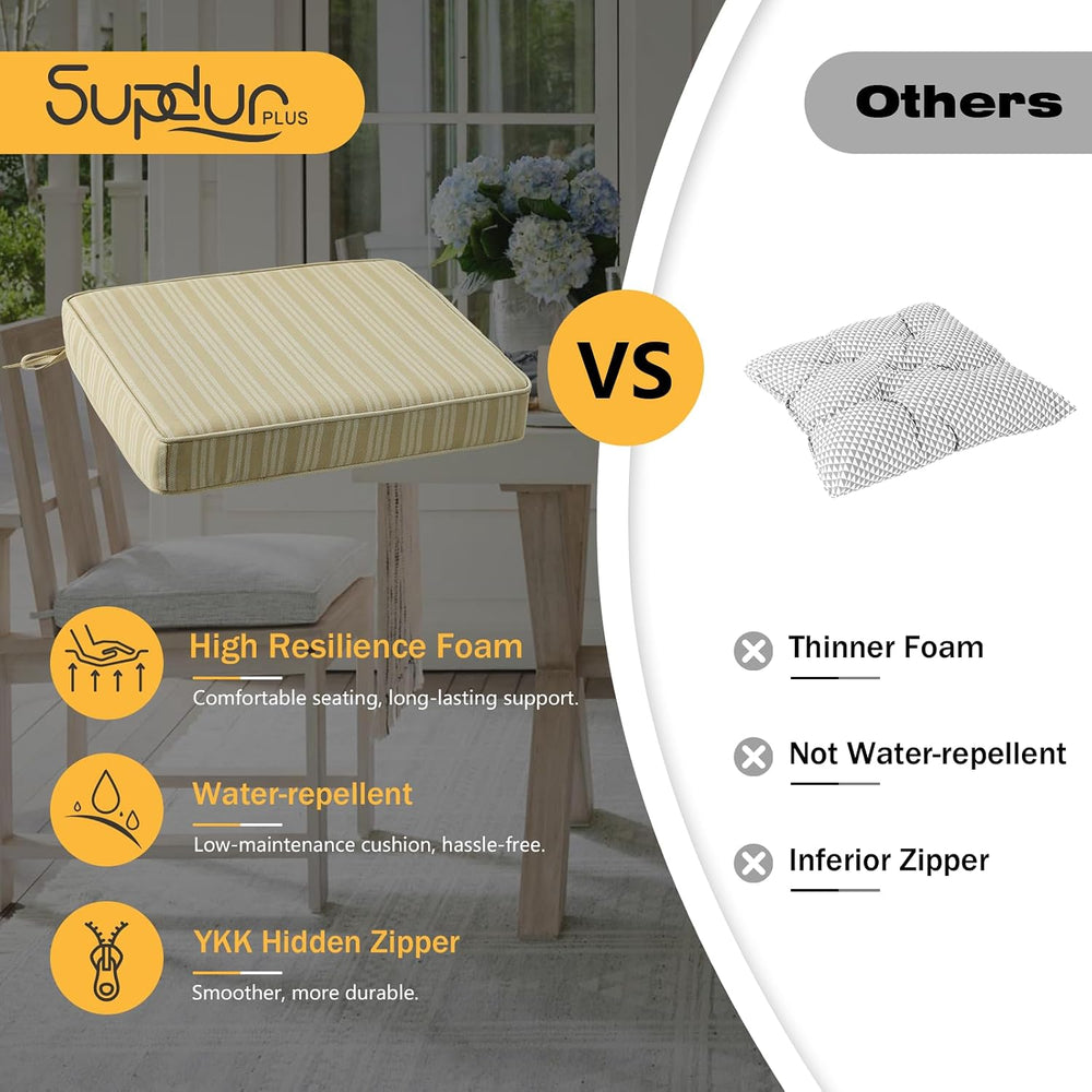 Outdoor Square Corner Seat Cushion, 19"x19"x3", Set of 4, Non ...