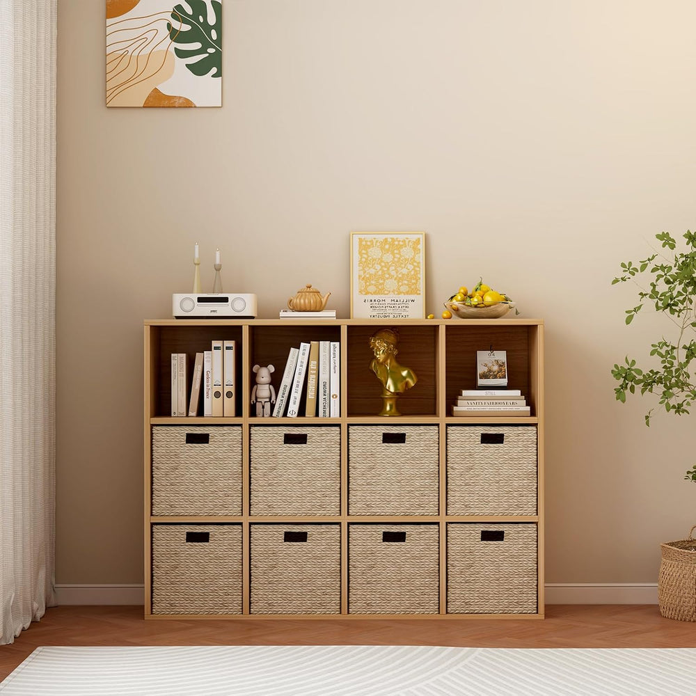 OSCHF 12-Cube Storage Shelf Bookcase, Oak