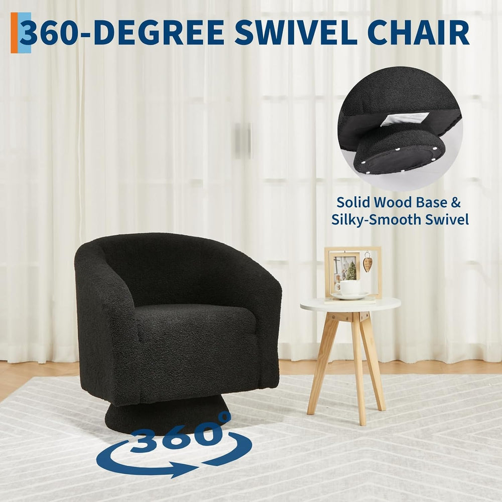 Garvee Swivel Accent Chair 360 Degree Swivel Barrel Armchair with Curved Back...