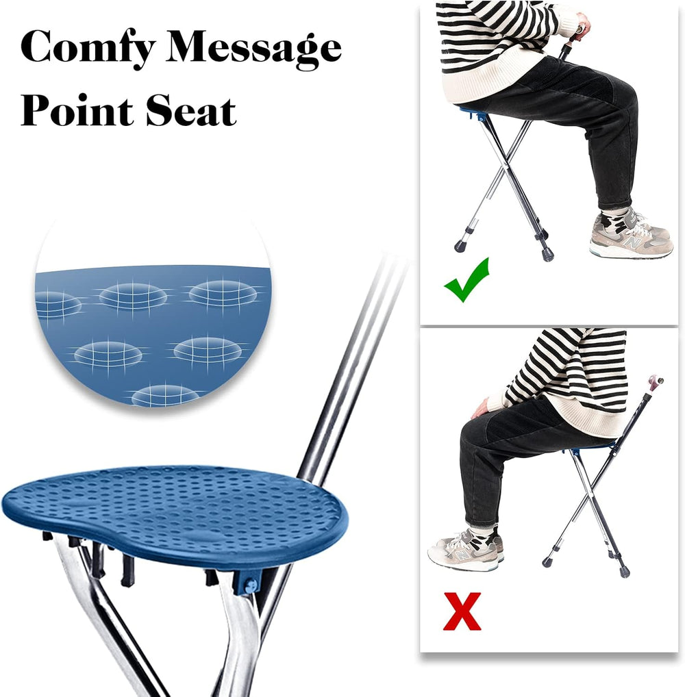 Goplus Walking Cane with Seat, Heavy Duty Aluminum Alloy Crutch Chair with LE...