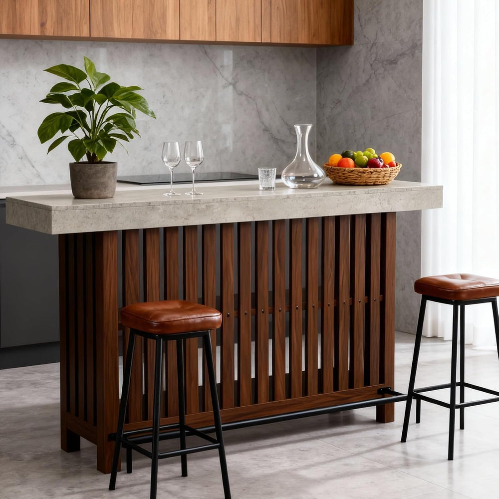 GarveeHome 63" Home Bar Table, 2-Tier Storage Shelf Mini Bar Unit, Kitch...