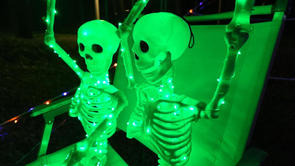 2Pack36 Halloween Light up Skeleton Deco(350 Green Lights,6H auto‑Off)