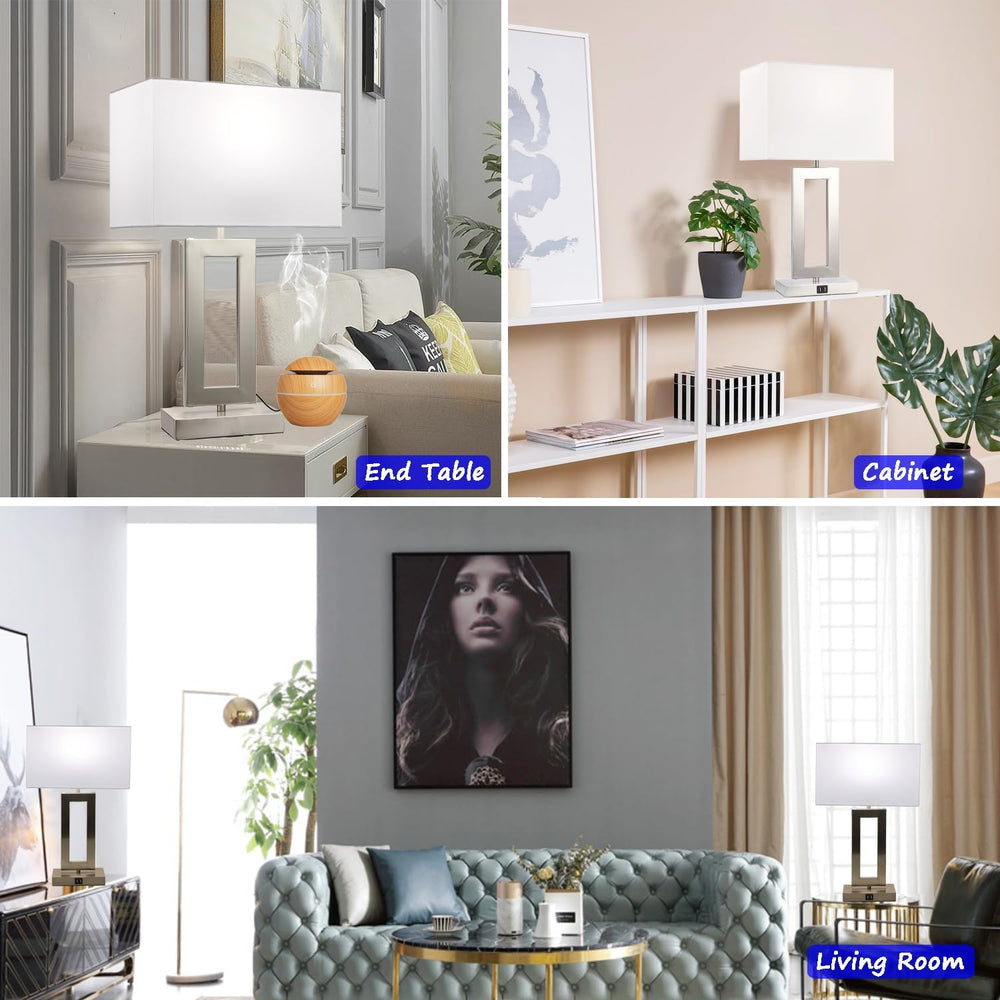 22'' Lamps for Bedrooms Set of 2, Touch Control Table Lamps with 2 US...