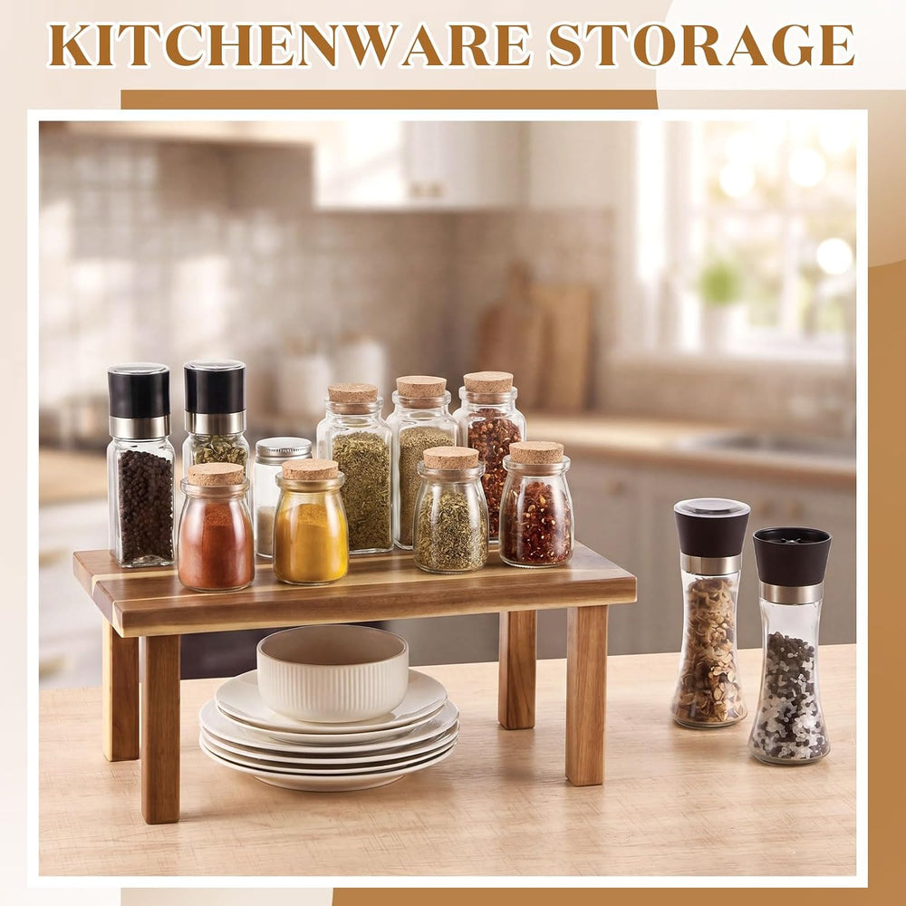 16 Inches Kitchen Cabinet Counter Shelf Countertop Organizer Acacia Wooden