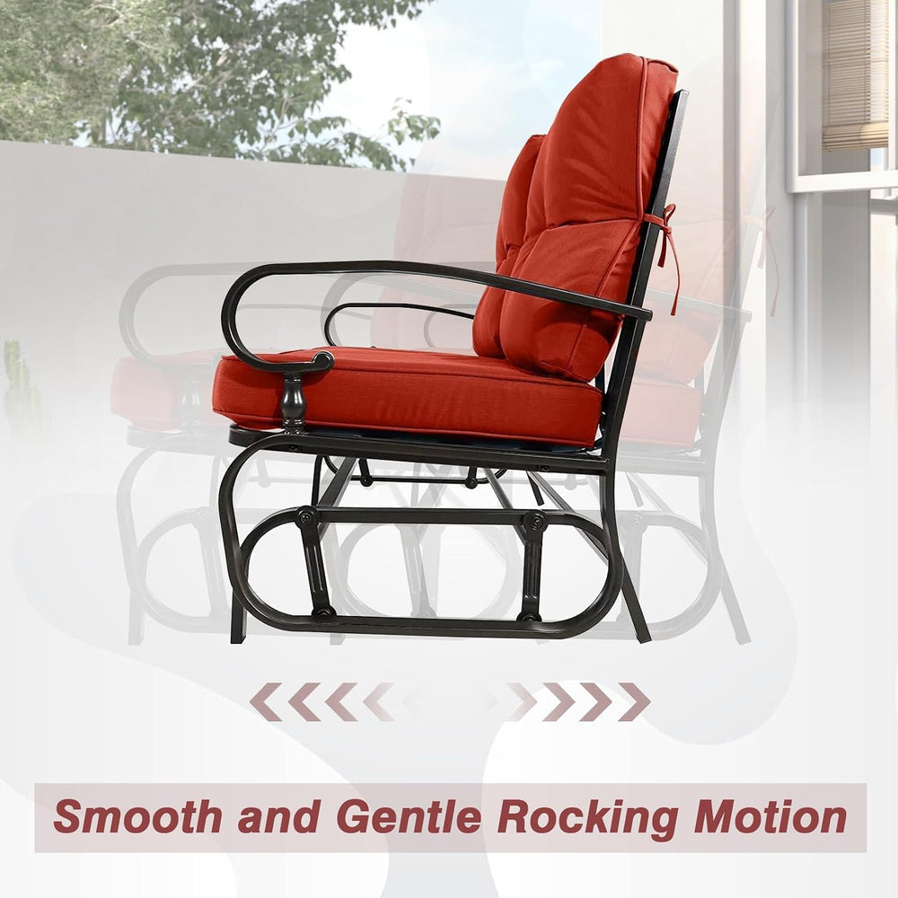 4 Pieces Metal Outdoor Furniture Patio Conversation Set, Glider Chairs Set wi...