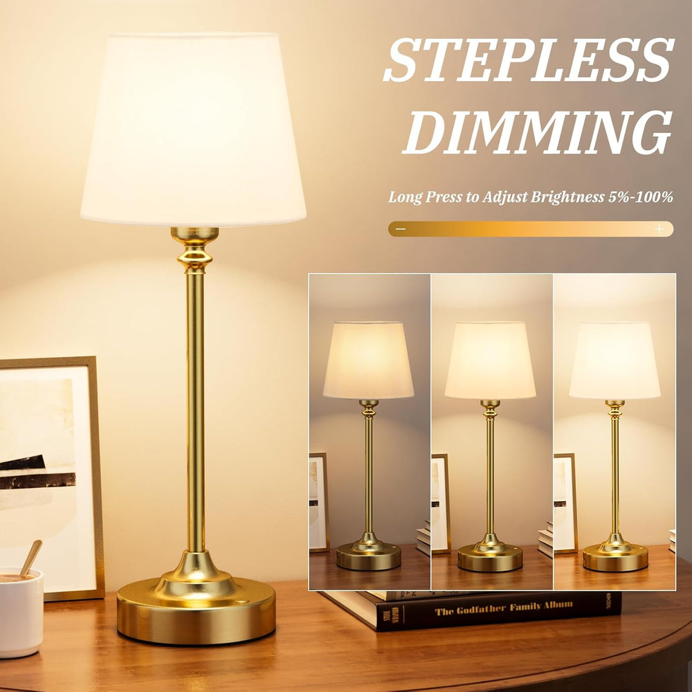 Kakanuo Cordless Table Lamps Rechargeable Set - 2 Pack Gold 4000mAH Battery O...