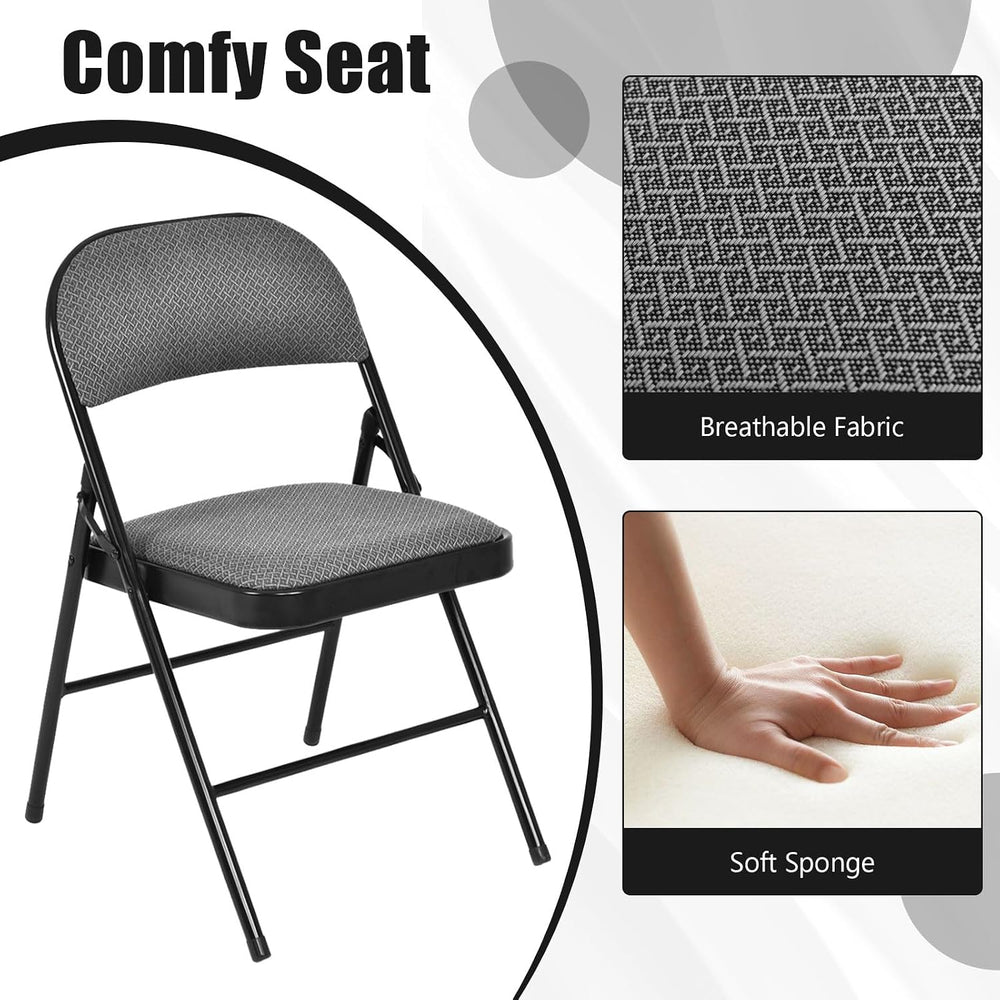 COSTWAY 4 Pack Upholstered Folding Chairs with Steel Frame for Home Office