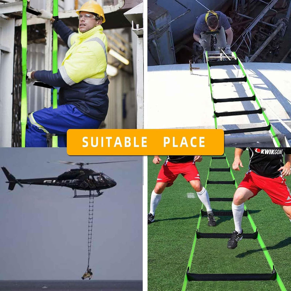 Emergency Fire Escape Ladder,Flame Resistant Safety Rope Ladder with Hooks 13...