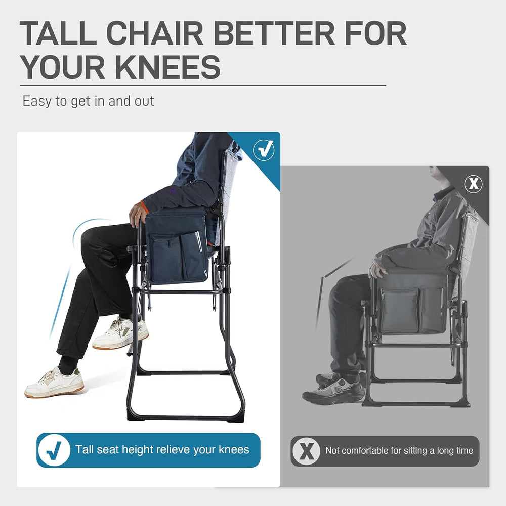 EVER ADVANCED Portable 30.7" Seat Height Tall Camping Directors Chair