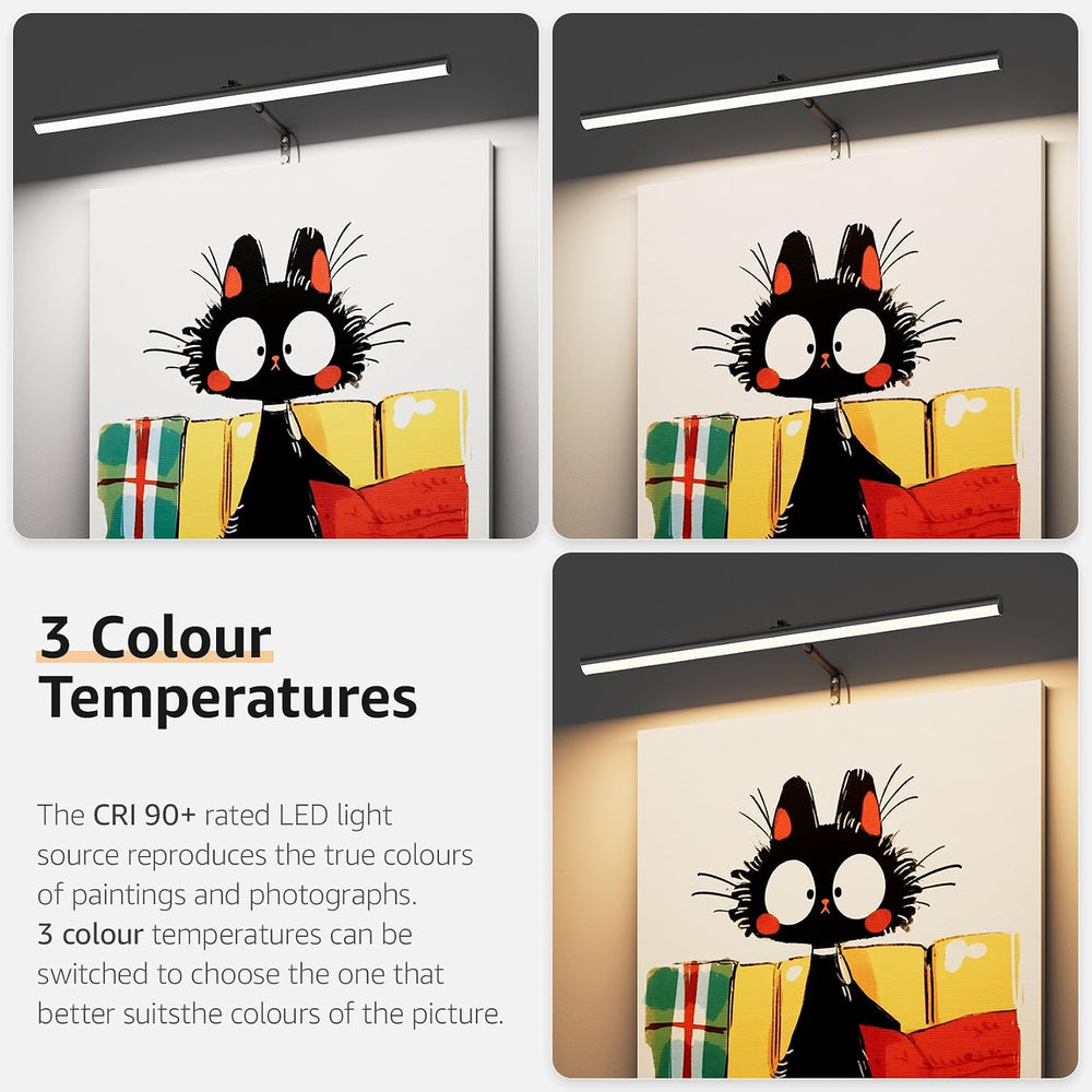 24" Plug in LED Picture Light, 9W Black Remote Control Wall Light