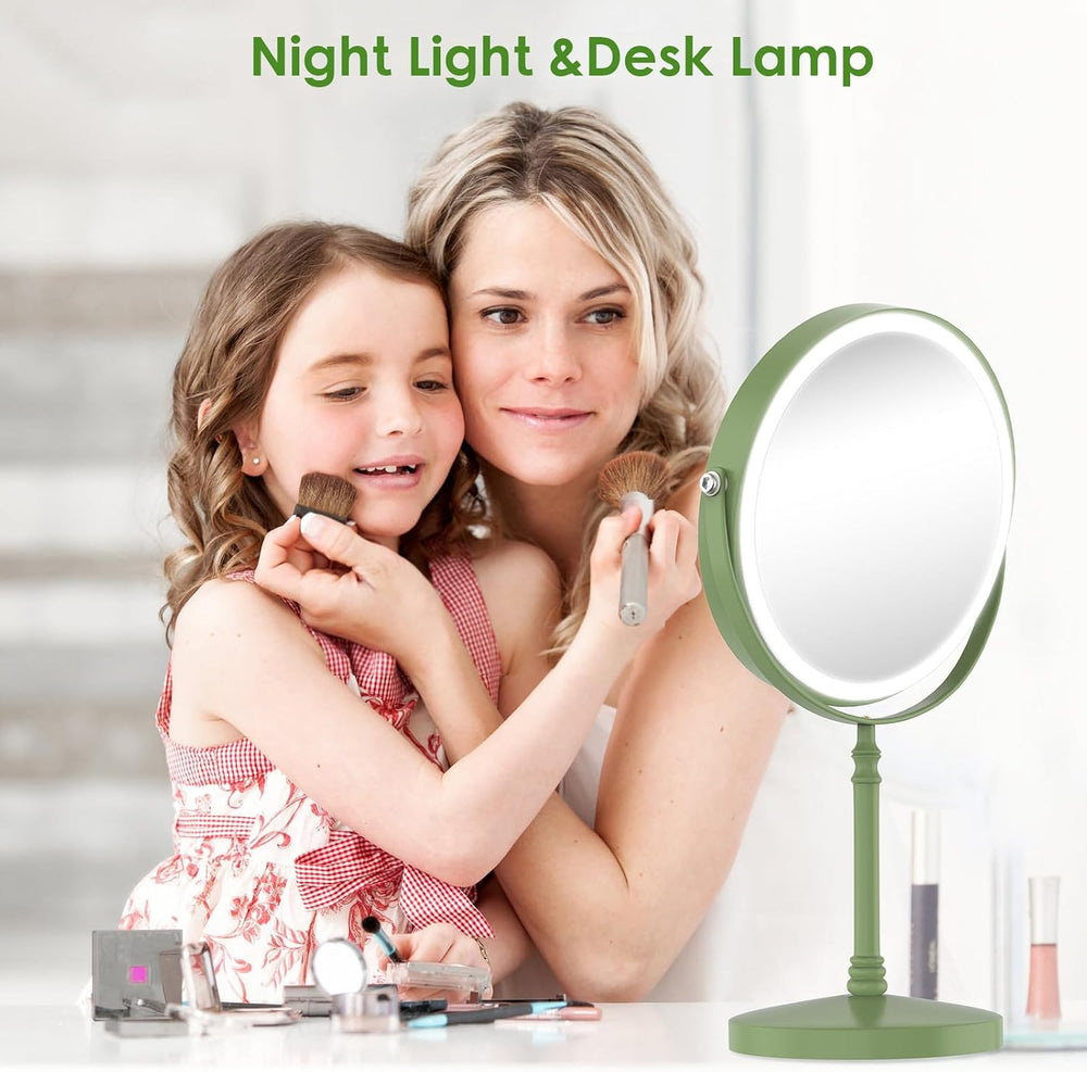 DEIOVWXS Makeup Mirror, Rechargeable Vanity Mirror with 3 Lights, 1X/10X