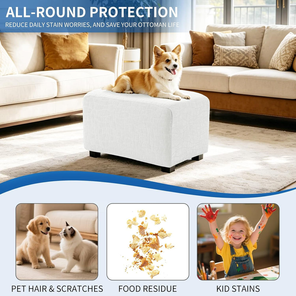 Waterproof Ottoman Cover Slipcover Washable Stretch Living Room