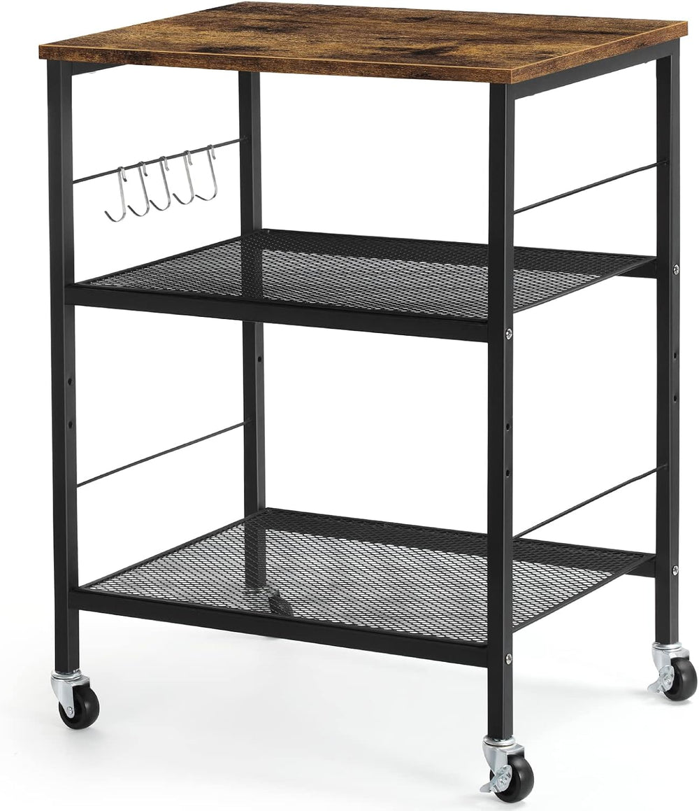 LIANTRAL Rolling Cart, 3-Tier Microwave Cart Kitchen Storage On Wheels
