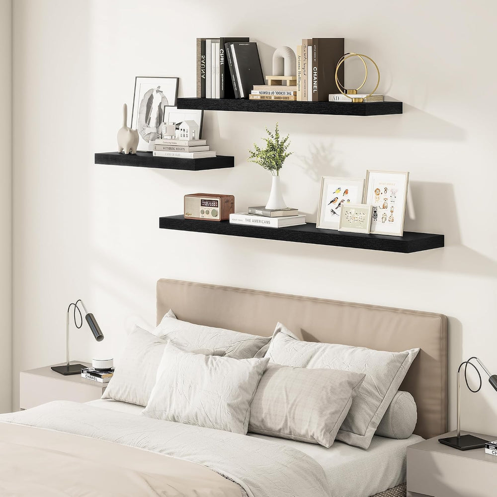 Vivelove Deep Floating Shelves 48x12” Set of 2, Black