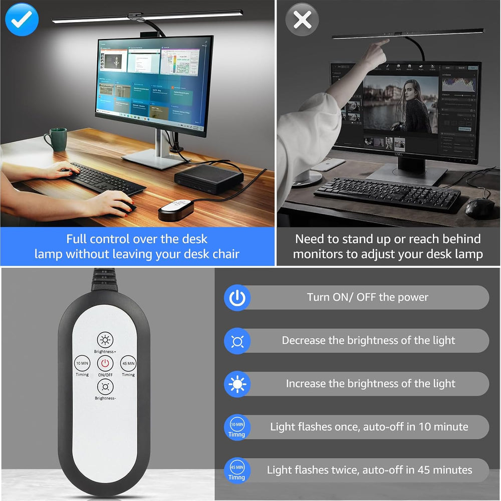 ShineTech LED Desk Lamp for Home Office, 5000K Bright Double Head Architect T...