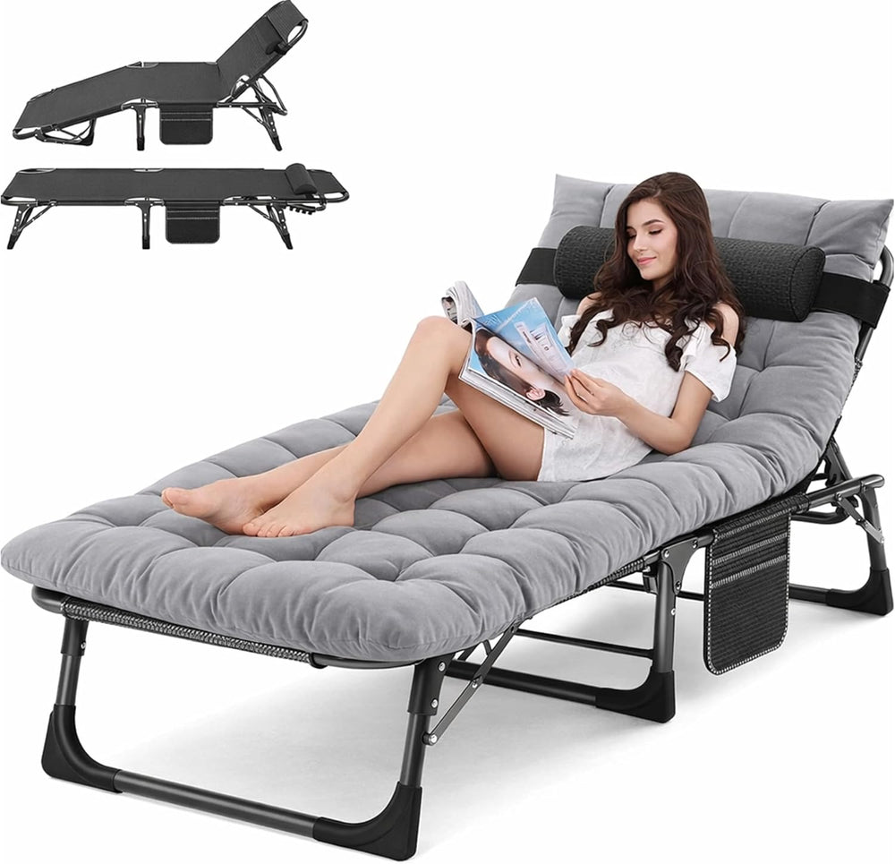 ABORON Lounge Chair, 5-Position Padded Folding Chaise Lounge