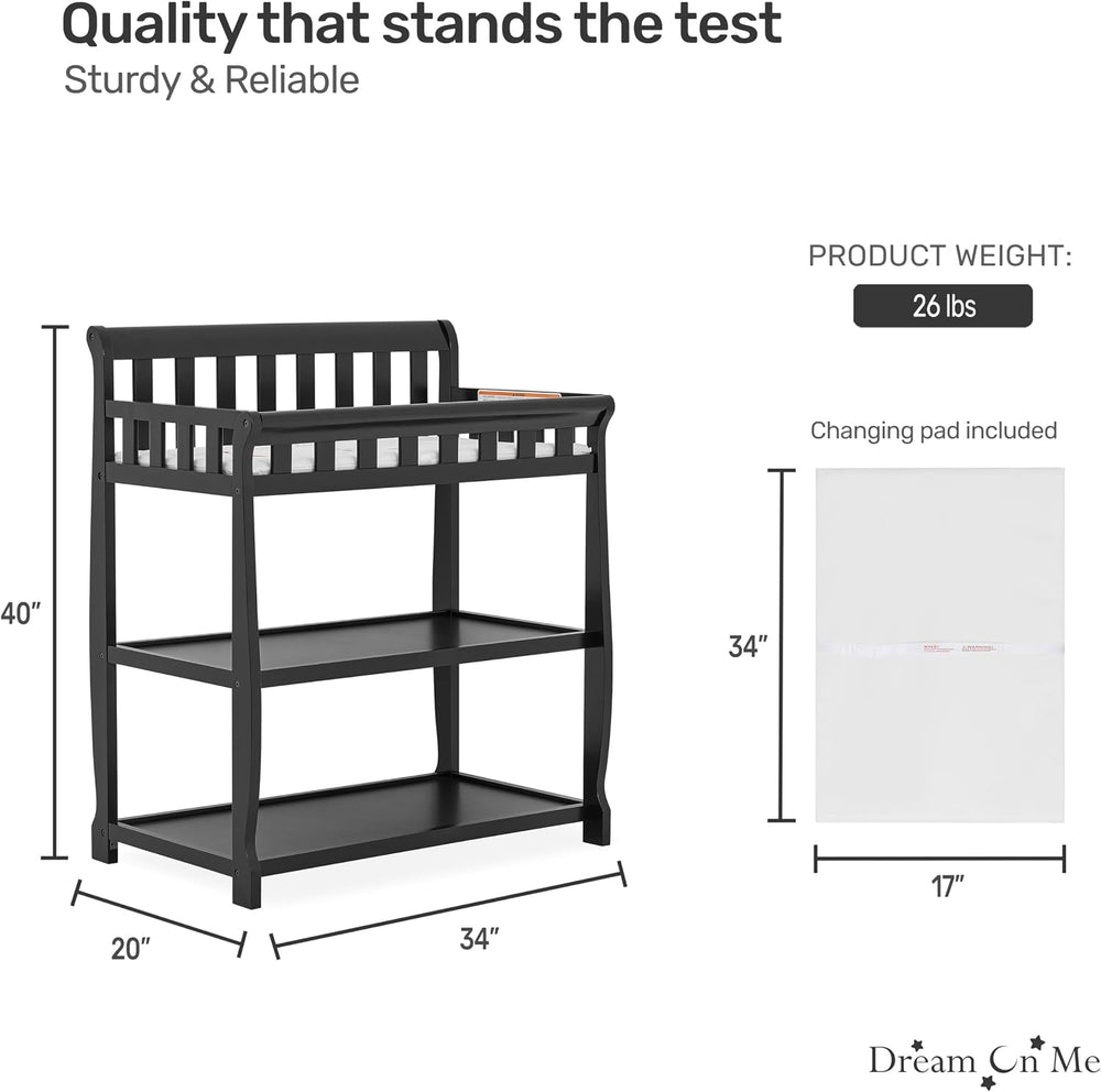 Dream On Me Ashton Changing Table, Black , 34x20x40 Inch (Pack of 1)