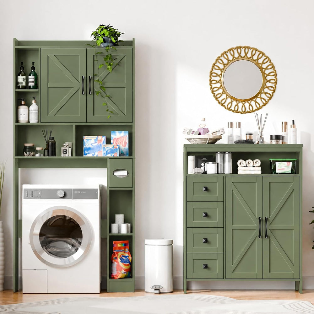 Befrases Farmhouse Storage Cabinet with 2 Doors and 4 Drawers, Green