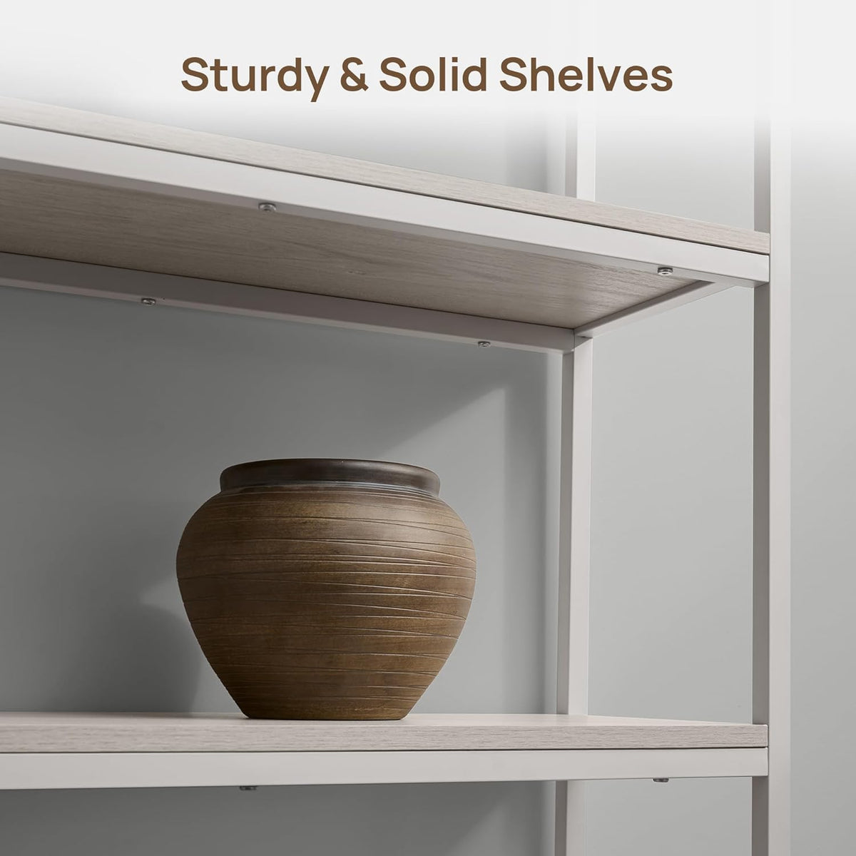 SICOTAS Fluted Book Shelf with Doors 75" Tall Bookshelf with Storage