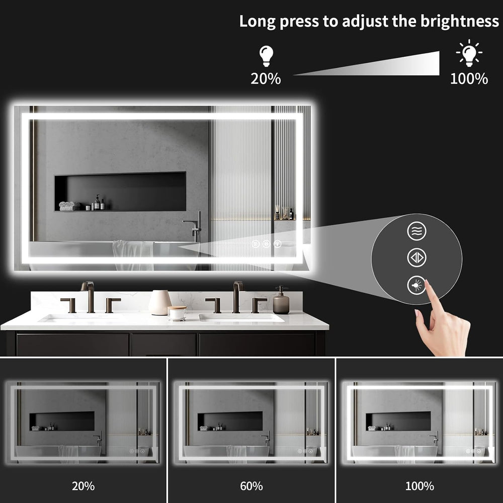 30"x48" LED Bathroom Mirror with Lights | Dimmable，Anti-Fog，Bathroo...