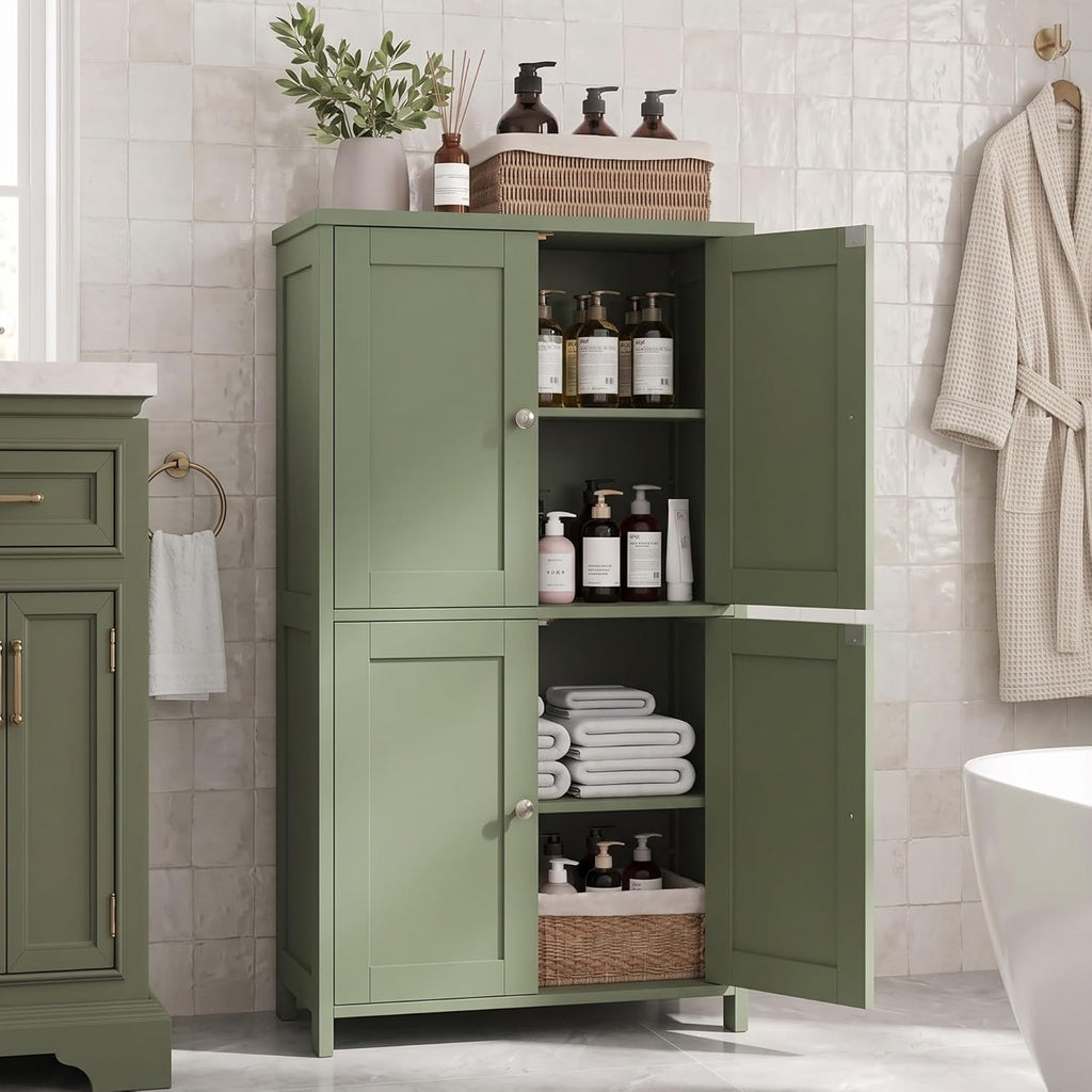 Vongrasig 43" Bathroom Storage Cabinet, Floor Cabinet with Doors, Green
