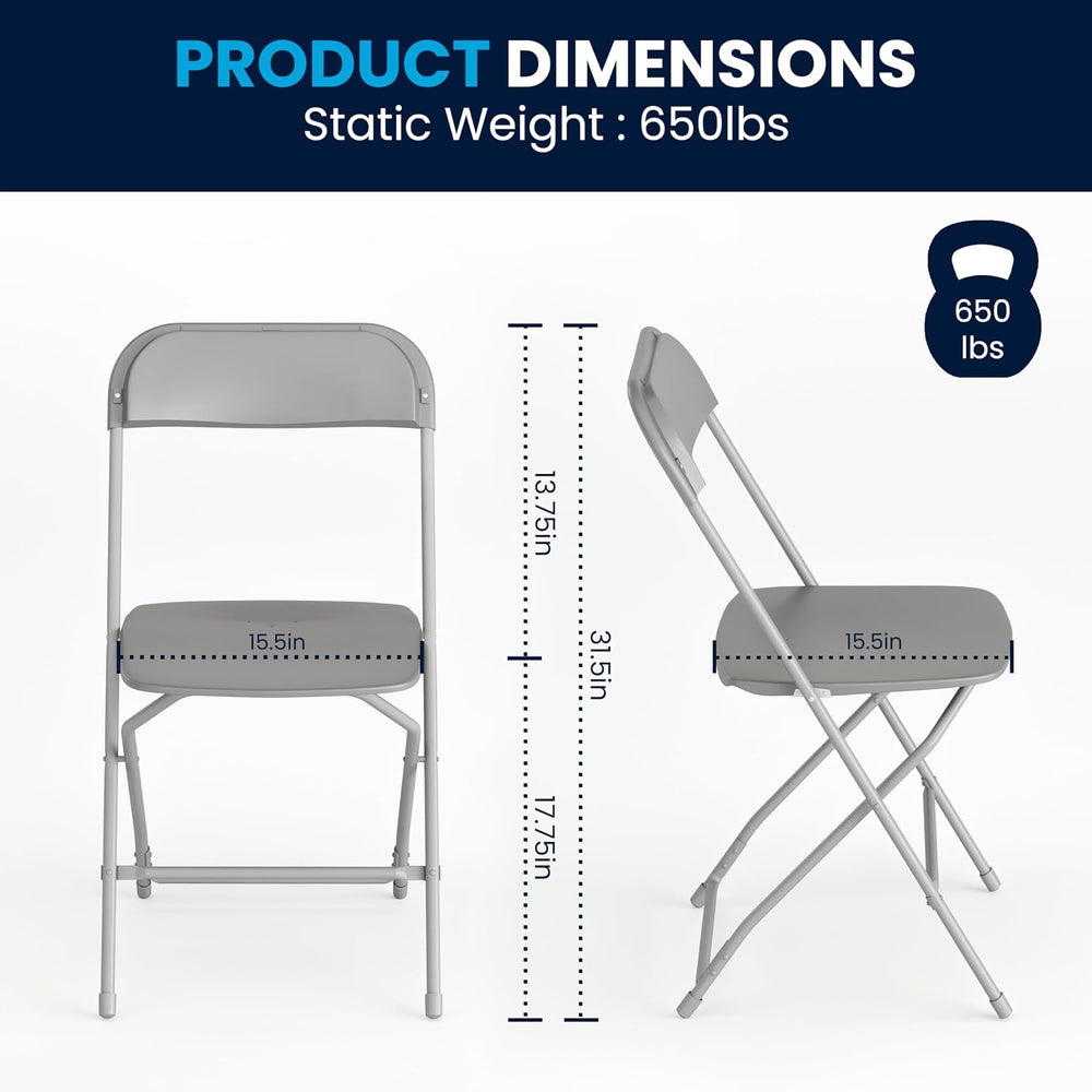 Flash Furniture Hercules Plastic Folding Event Chair, Gray, 6-Pack