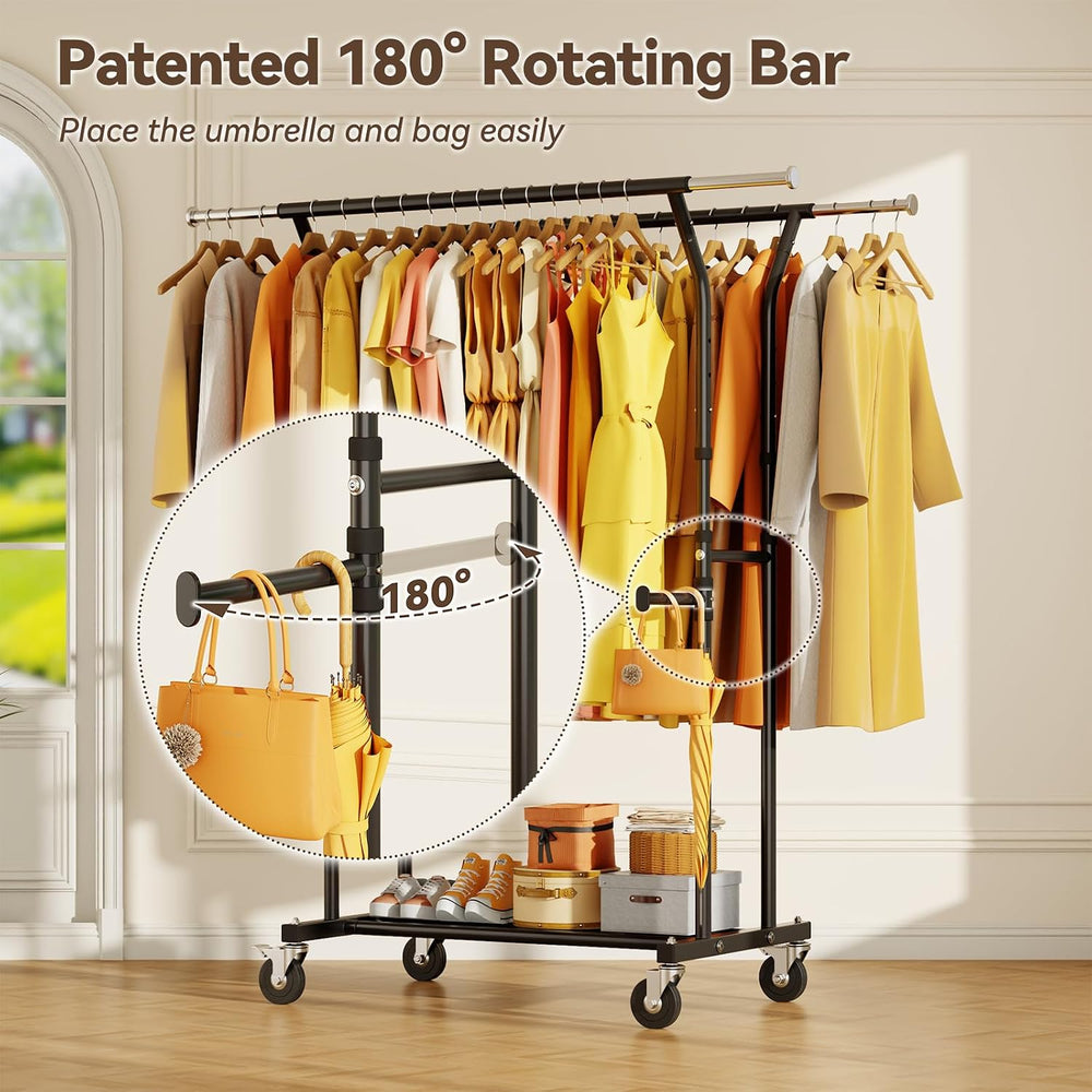 Heavy Duty Clothes Rack: 800LBS Rolling Clothing Garment Rack for Hanging Coa...
